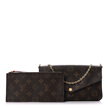 Louis Vuitton Monogram Pochette Felicie Chain Wallet Fuchsia 1 of 10