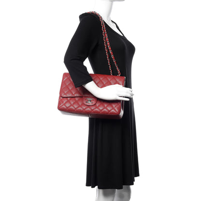 Chanel Caviar Quilted Jumbo Single Flap Red 2 of 10