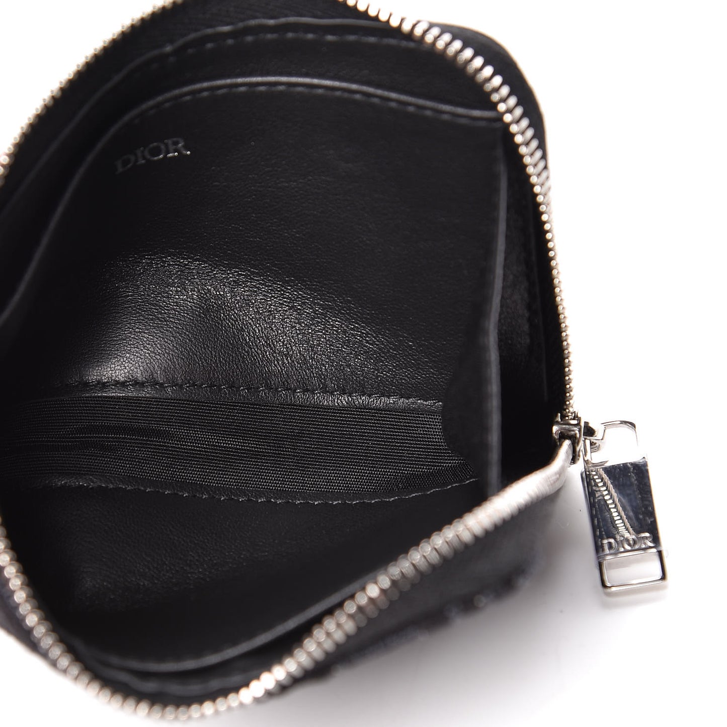 Oblique Zipped Card Holder Black