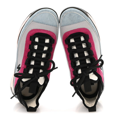 Chanel Fabric Suede CC Sneakers 36 Light Grey Light Blue Fuchsia 2 of 8