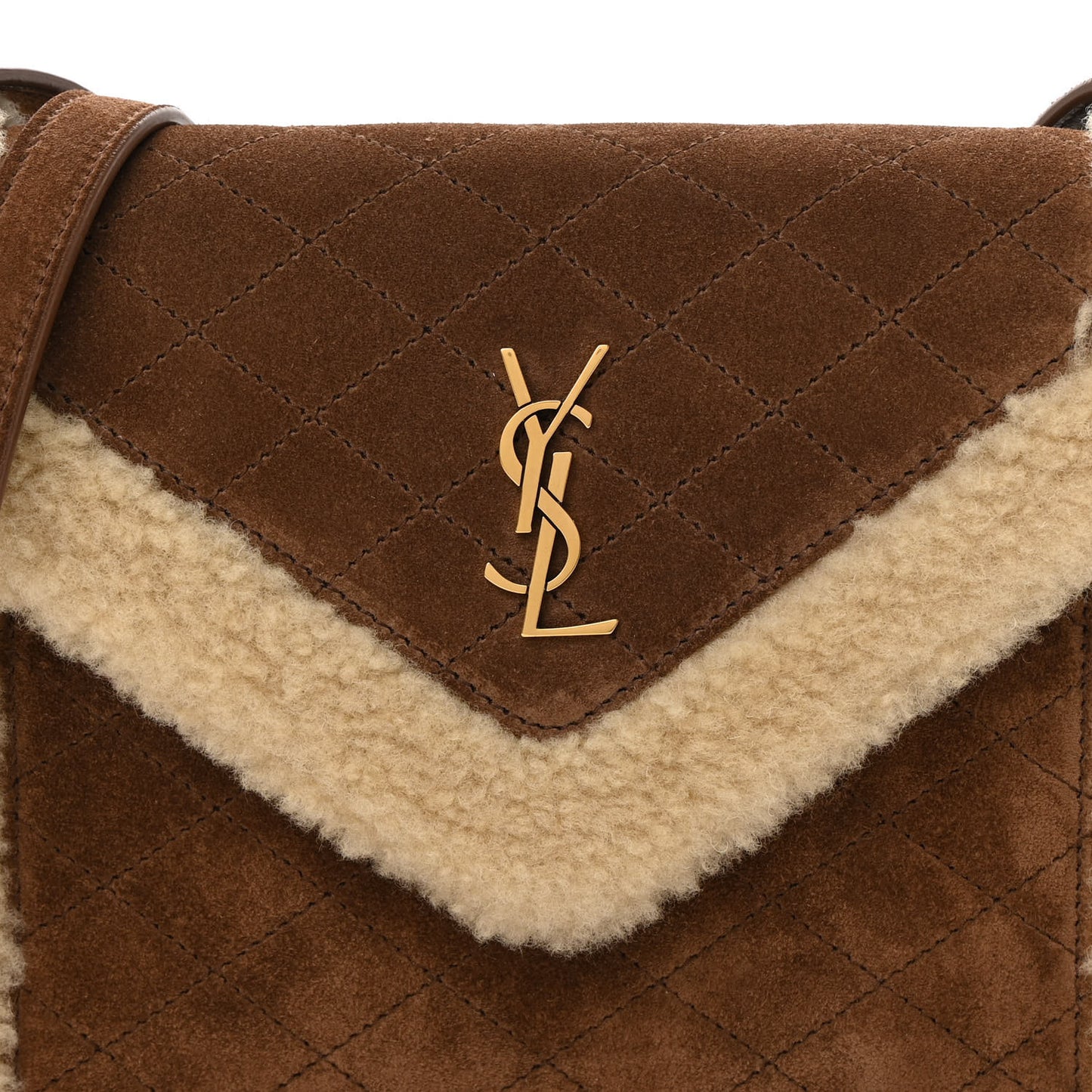 Nubuck Shearling Quilted Mini Gaby Satchel Natural Tan