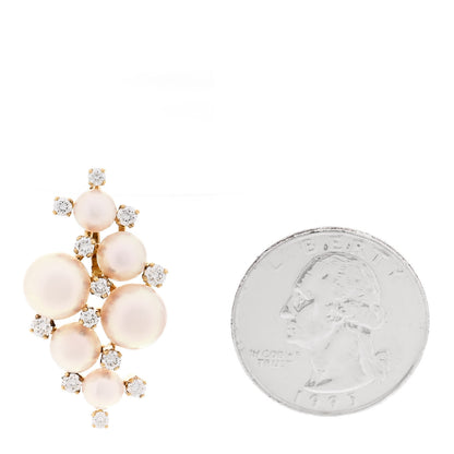 Mikimoto 18K Yellow Gold Diamond Pearl 5-8mm Cluster Pendant 2 of 4