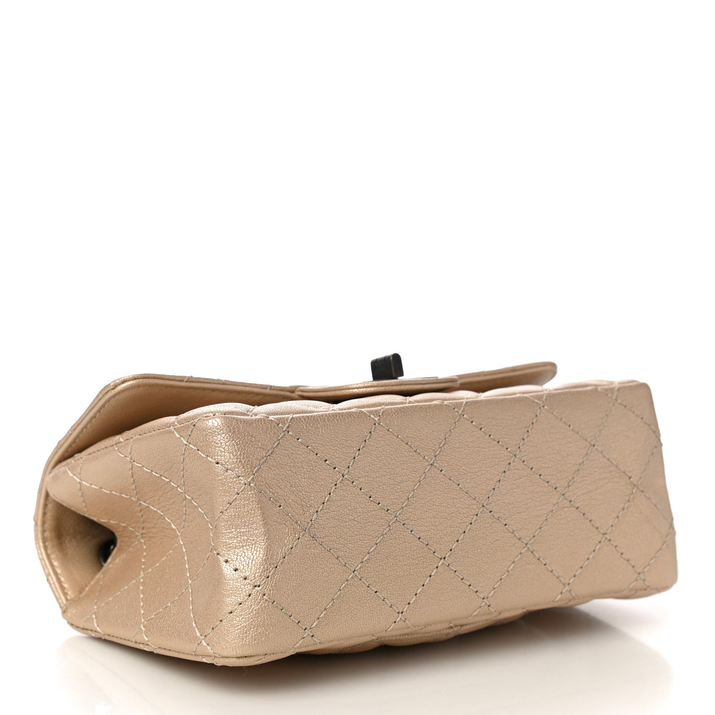 Metallic Sheepskin Quilted 2.55 Reissue Mini Flap Beige