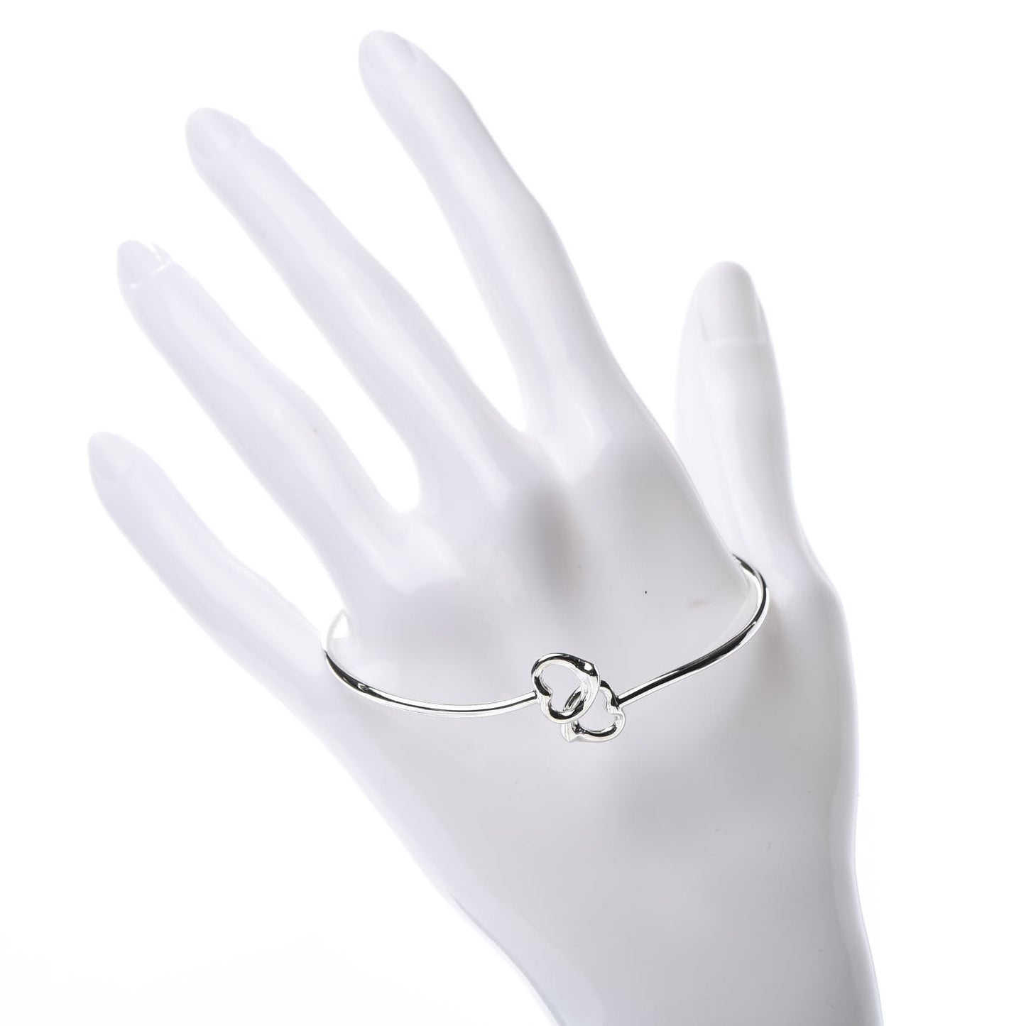 Sterling Silver Elsa Peretti Double Open Heart Bangle Bracelet