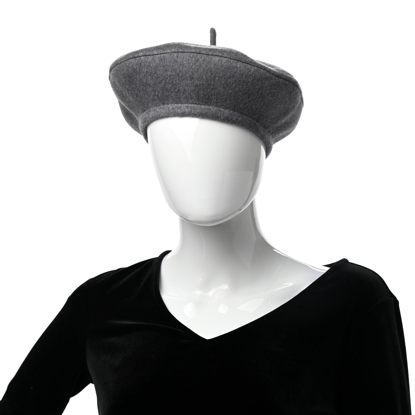Wool Oblique Reversible Chic Beret 58 Gray