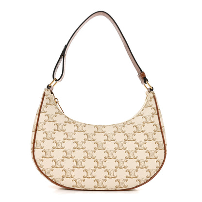 Celine Canvas Calfskin Ava Triomphe Shoulder Bag Grege 1 of 10