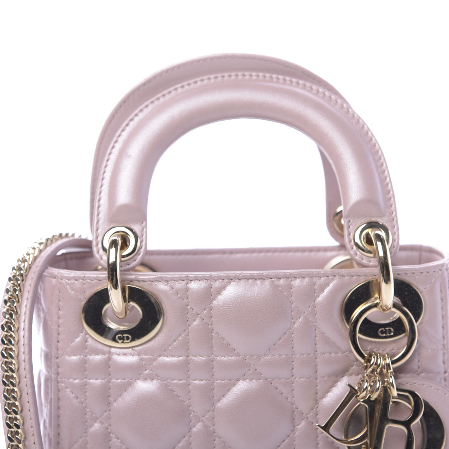 Metallic Lambskin Cannage Mini Lady Dior Lotus