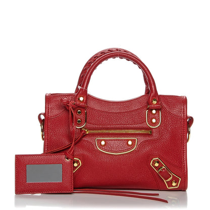Balenciaga Chevre Gold Metallic Edge Hardware Mini City Rouge Grenade 1 of 6