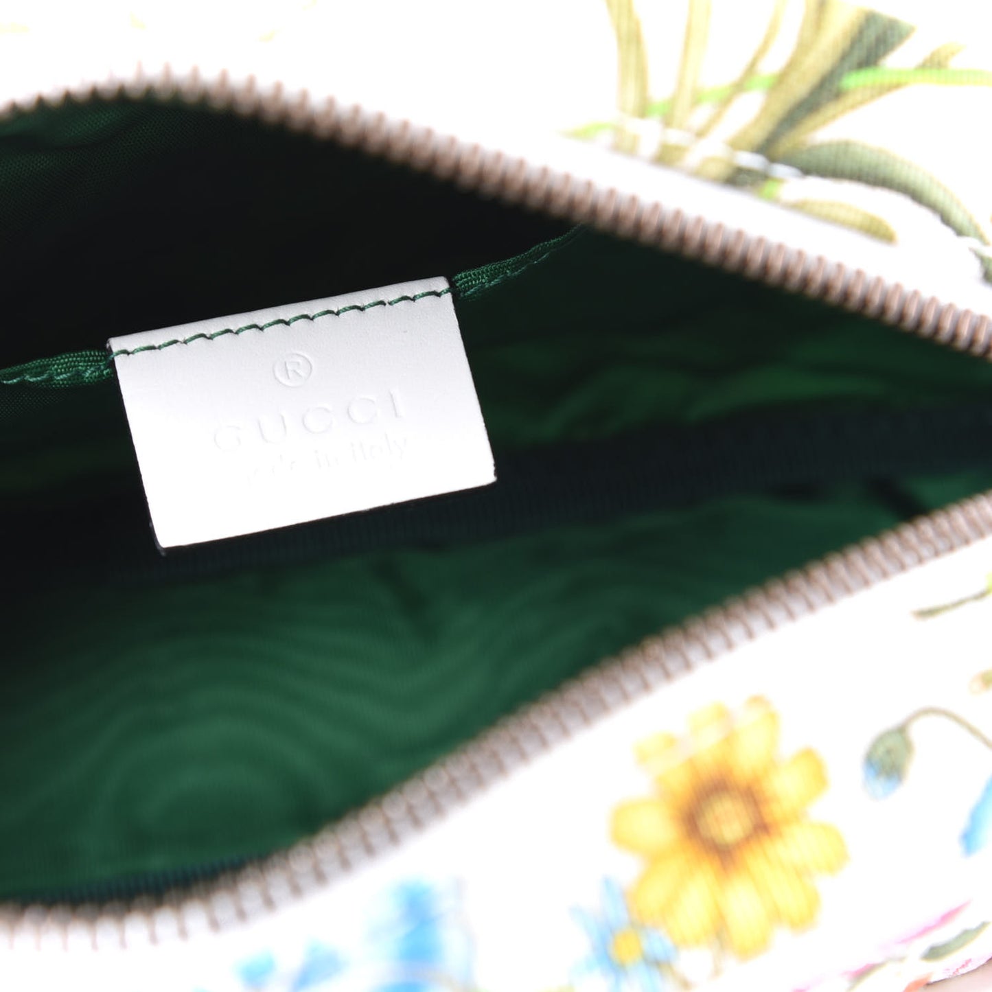 Canvas Flora Floral Trapuntata Small Zumi Dome Shoulder Bag White