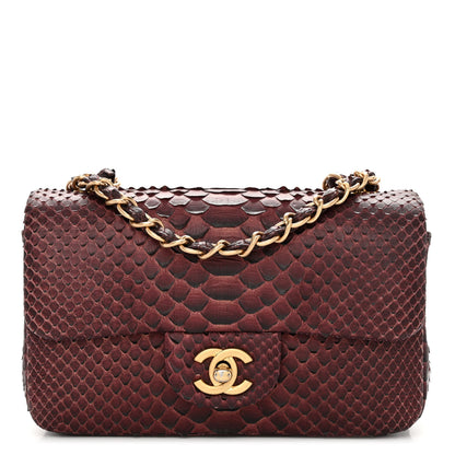 Chanel Snakeskin Mini Rectangular Flap Burgundy 1 of 13
