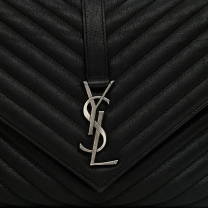 Saint Laurent Sheepskin Matelasse Chevron Monogram Large College Satchel Black 8 of 8