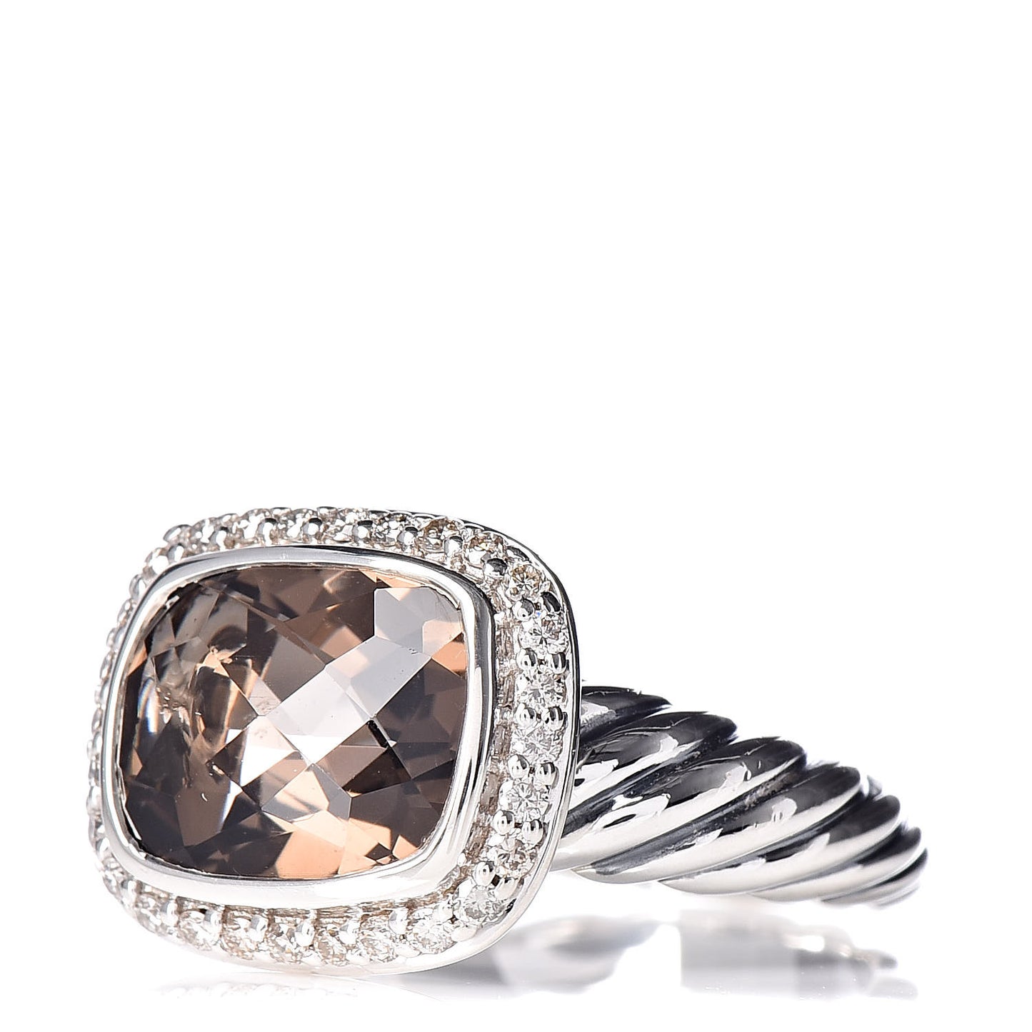 Sterling Silver Diamond Smoky Quartz 10mm Noblesse Ring 51 5.75