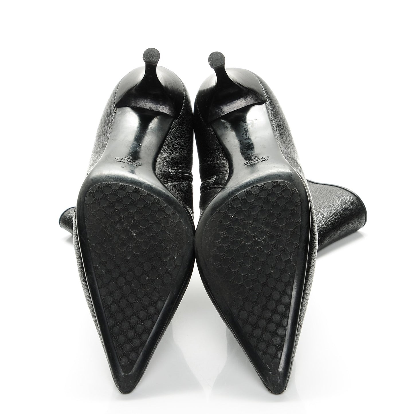 Leather Pointed Toe Ankle Booties 8 Black