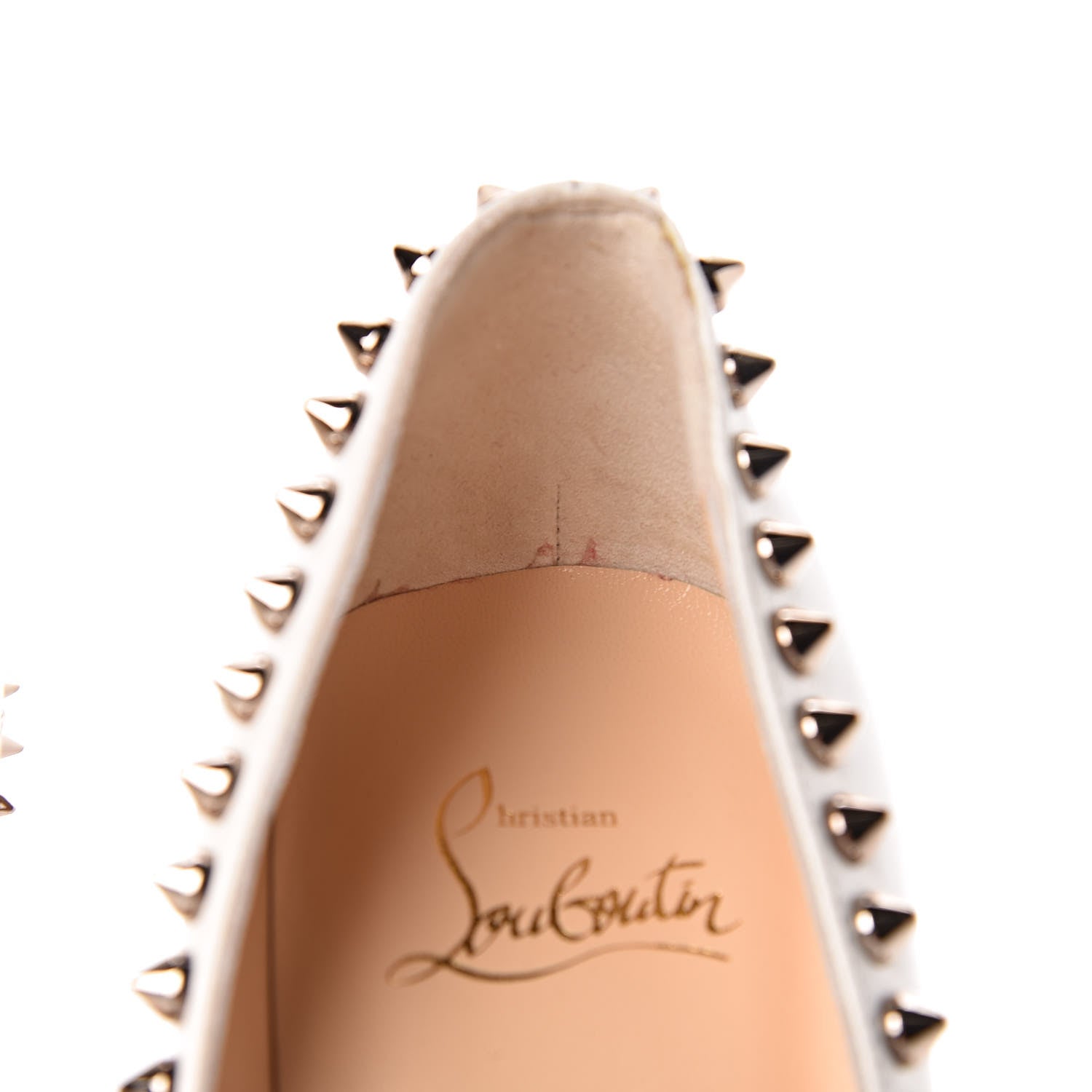 Christian Louboutin Kid Specchio Dorispiky 100 Pumps 37 Neige Colombe 9 of 11