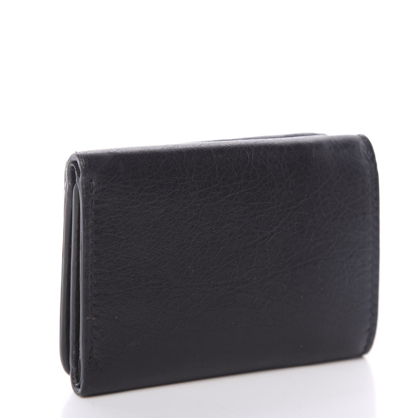 Agneau Classic Silver Hardware Mini Wallet Black