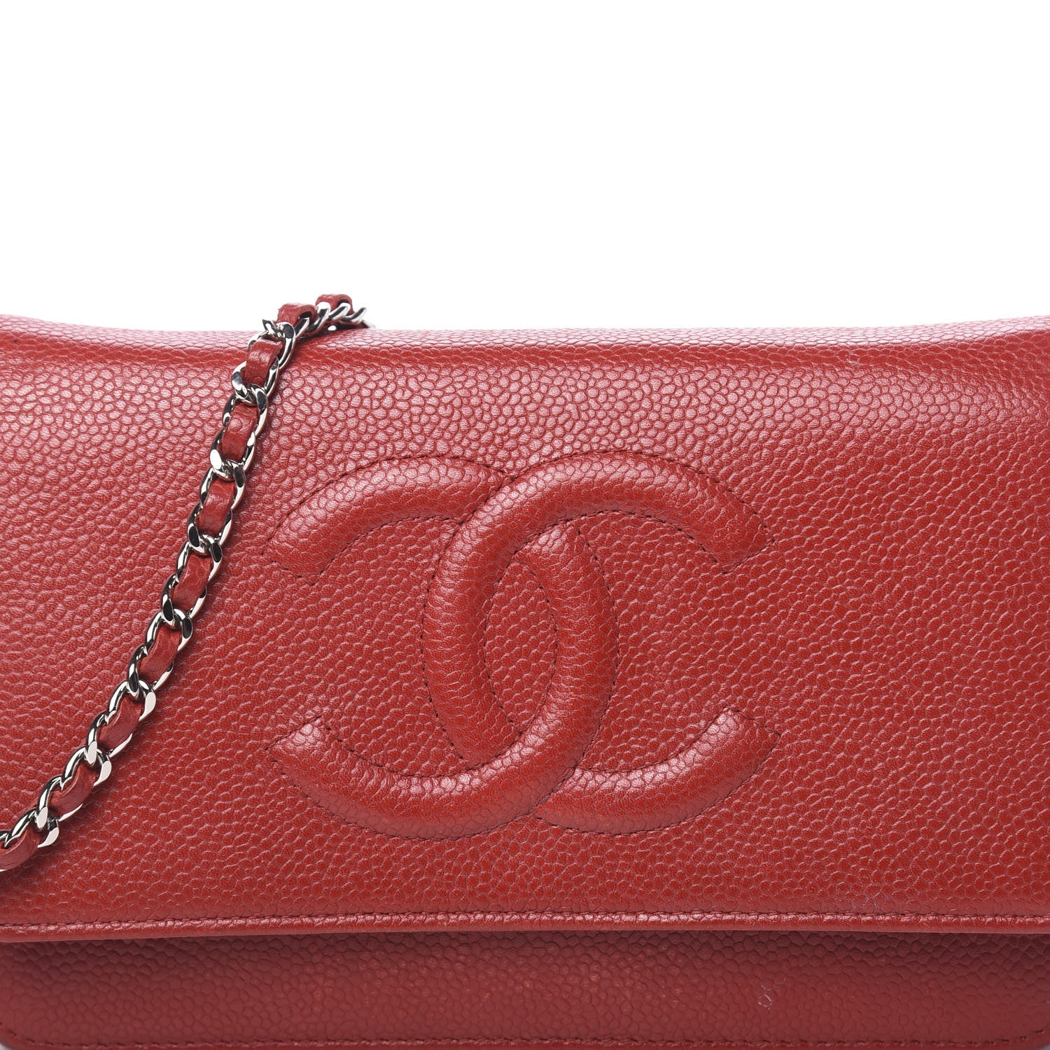 Chanel Caviar Timeless CC Wallet On Chain WOC Red 14 of 14