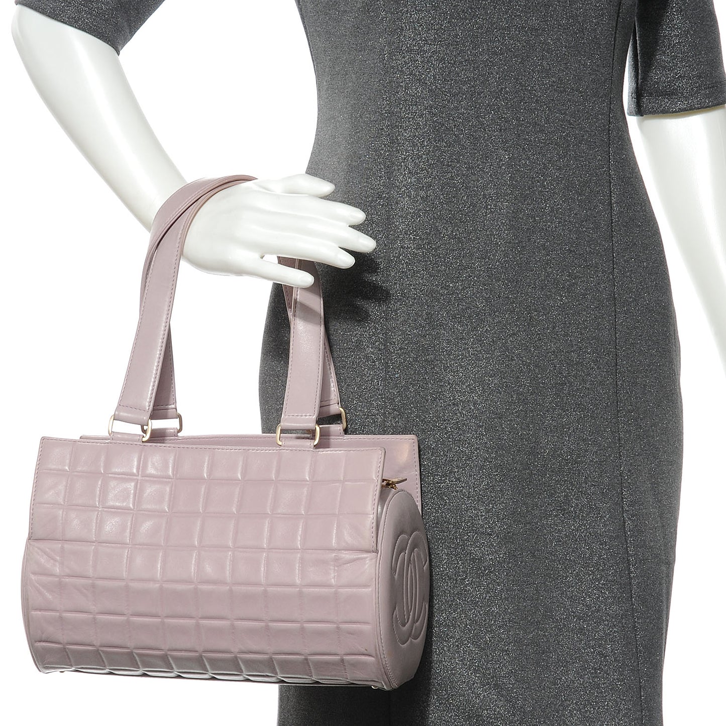 Lambskin Chocolate Bar Quilted Bag Lilac