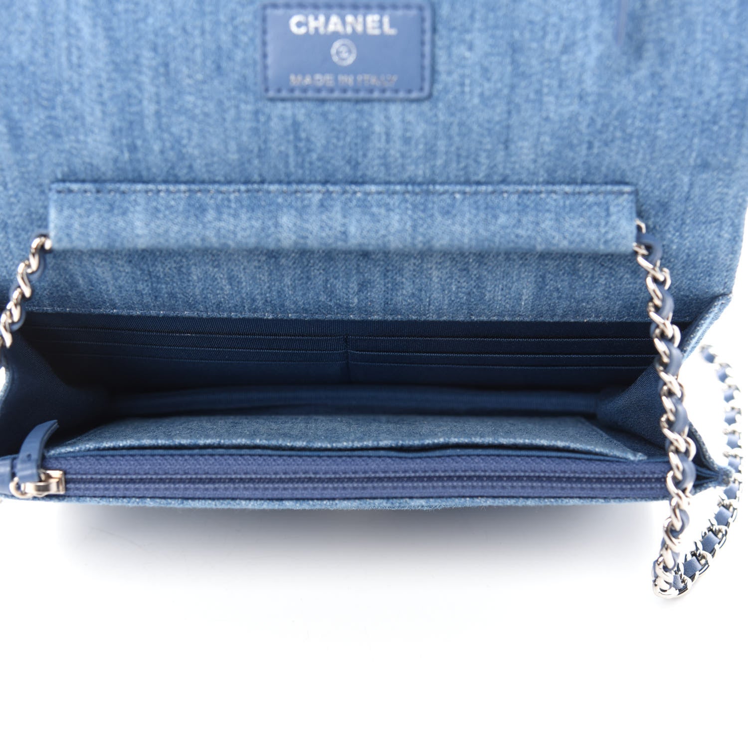Chanel Denim Quilted Chain Around Wallet on Chain WOC Blue 5 of 11