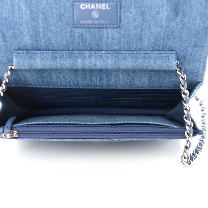 Chanel Denim Quilted Chain Around Wallet on Chain WOC Blue 5 of 11