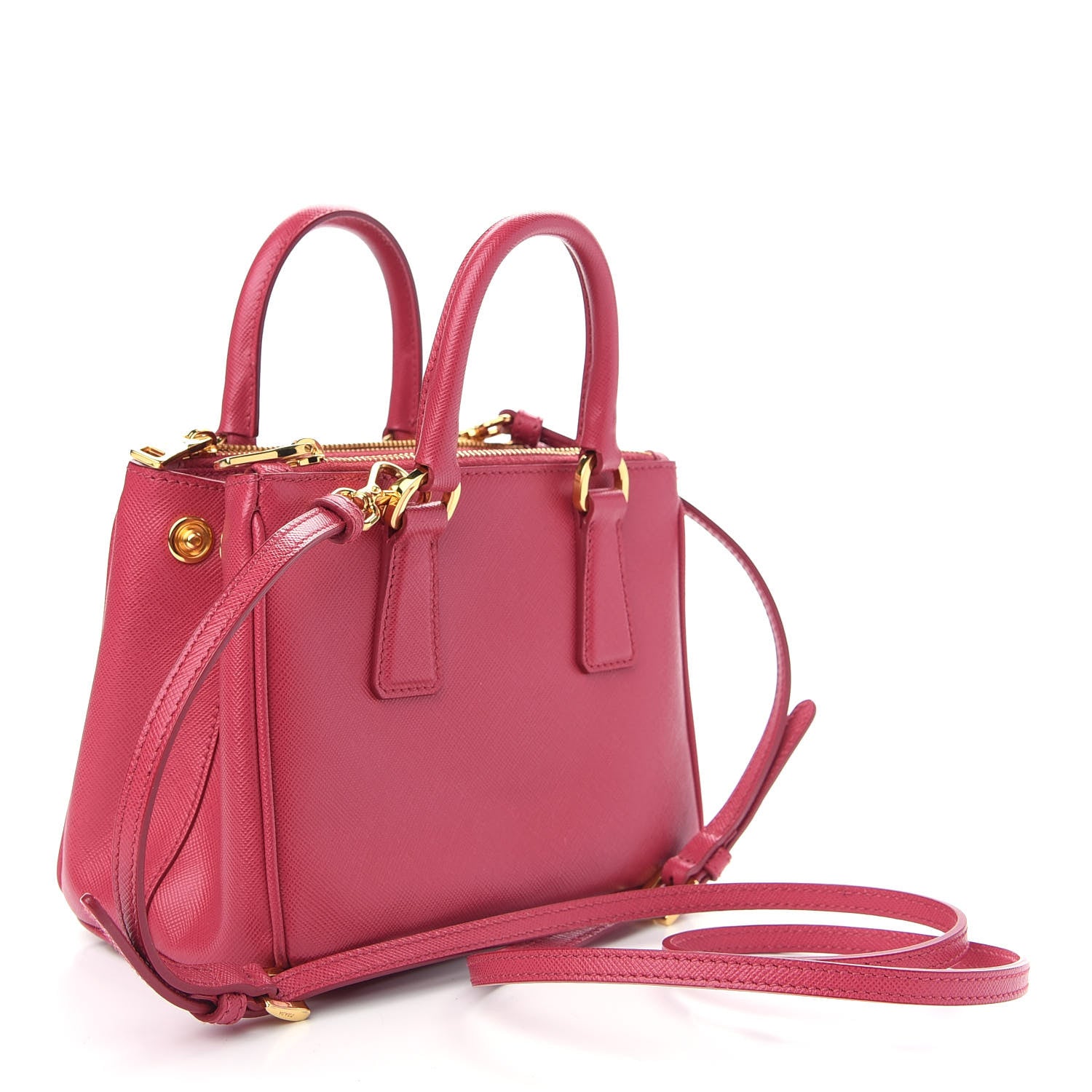 Prada Saffiano Lux Micro Galleria Double Zip Tote Peonia 2 of 9