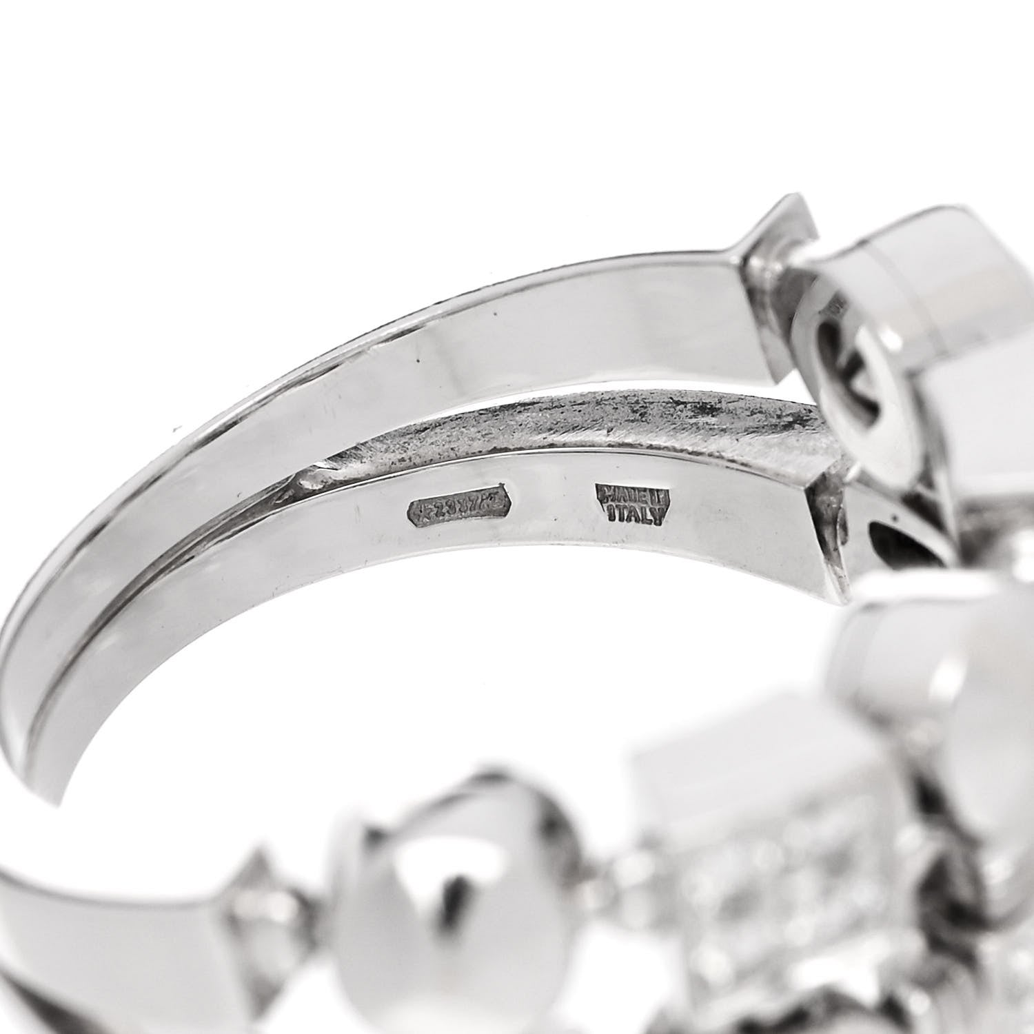 Bulgari 18K White Gold Diamond Lucia Ring 53 6.5 5 of 5