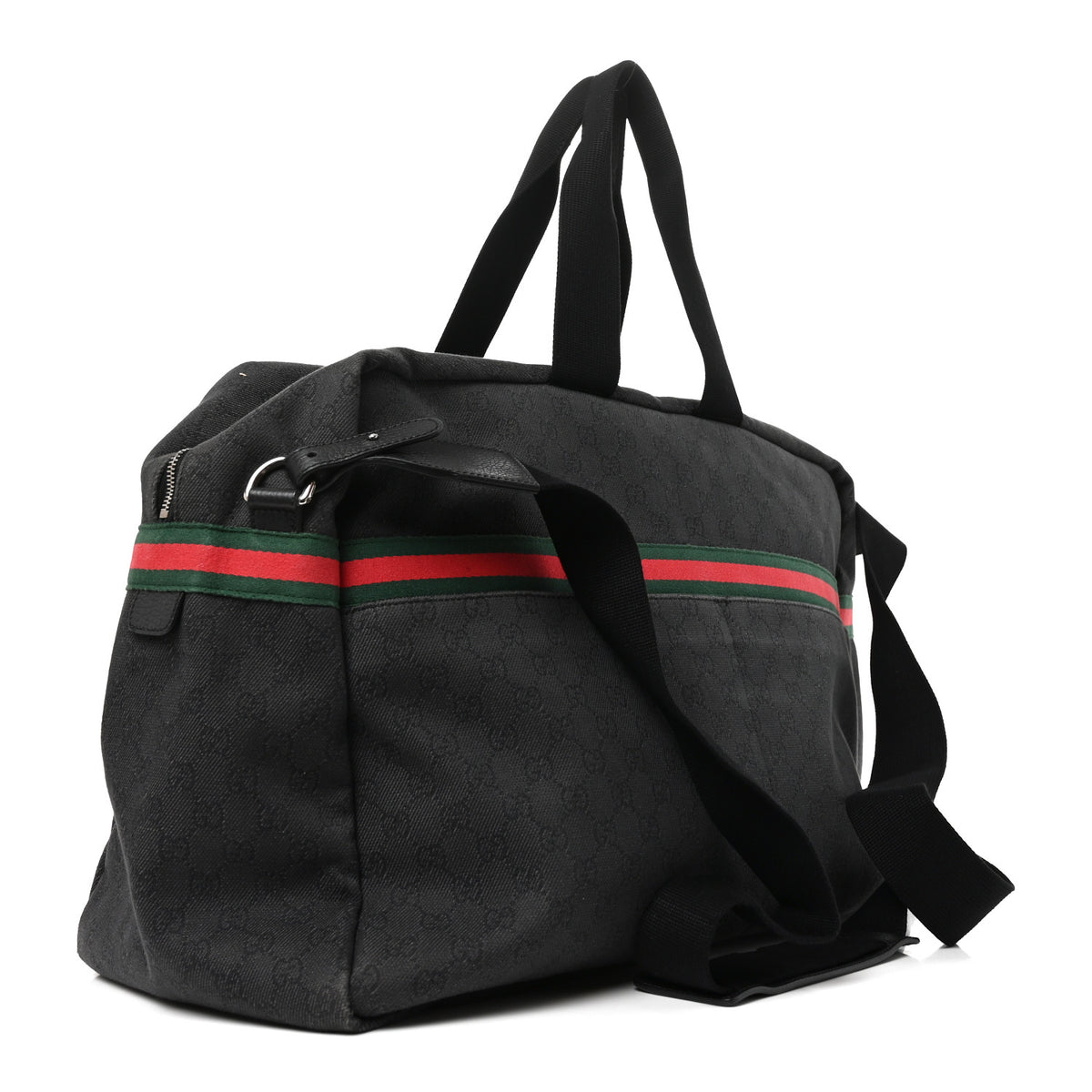 Gucci Monogram Web Large Carry On Duffle Bag Black 2 of 9