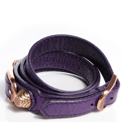 Balenciaga Agneau Giant 12 Rose Gold Hardware Triple Tour Bracelet M Violet 4 of 8