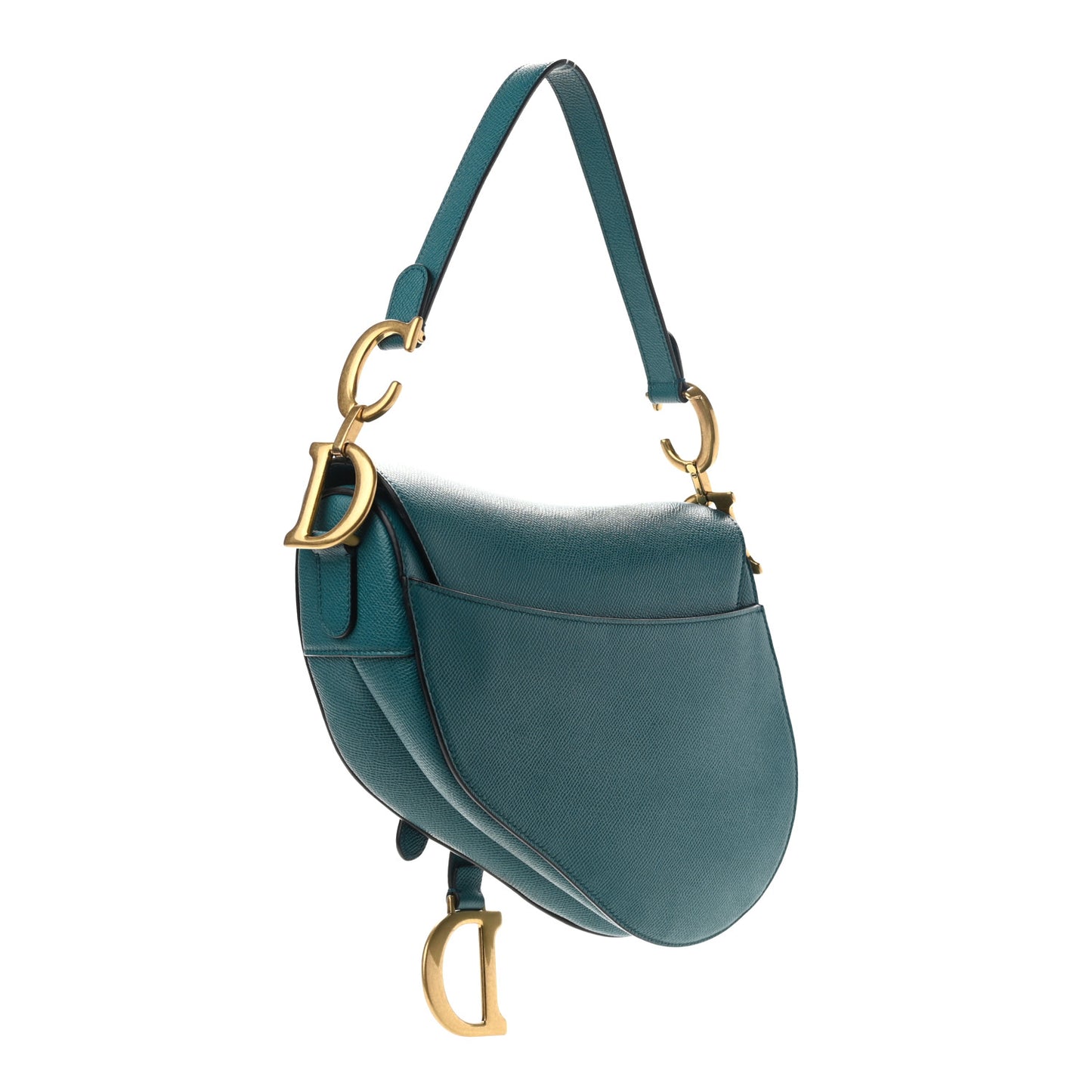 Grained Calfskin Saddle Bag Steel Blue