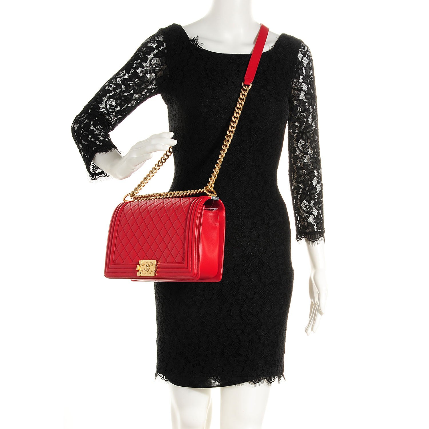 Chanel Lambskin Boy New Medium Flap Red 2 of 9