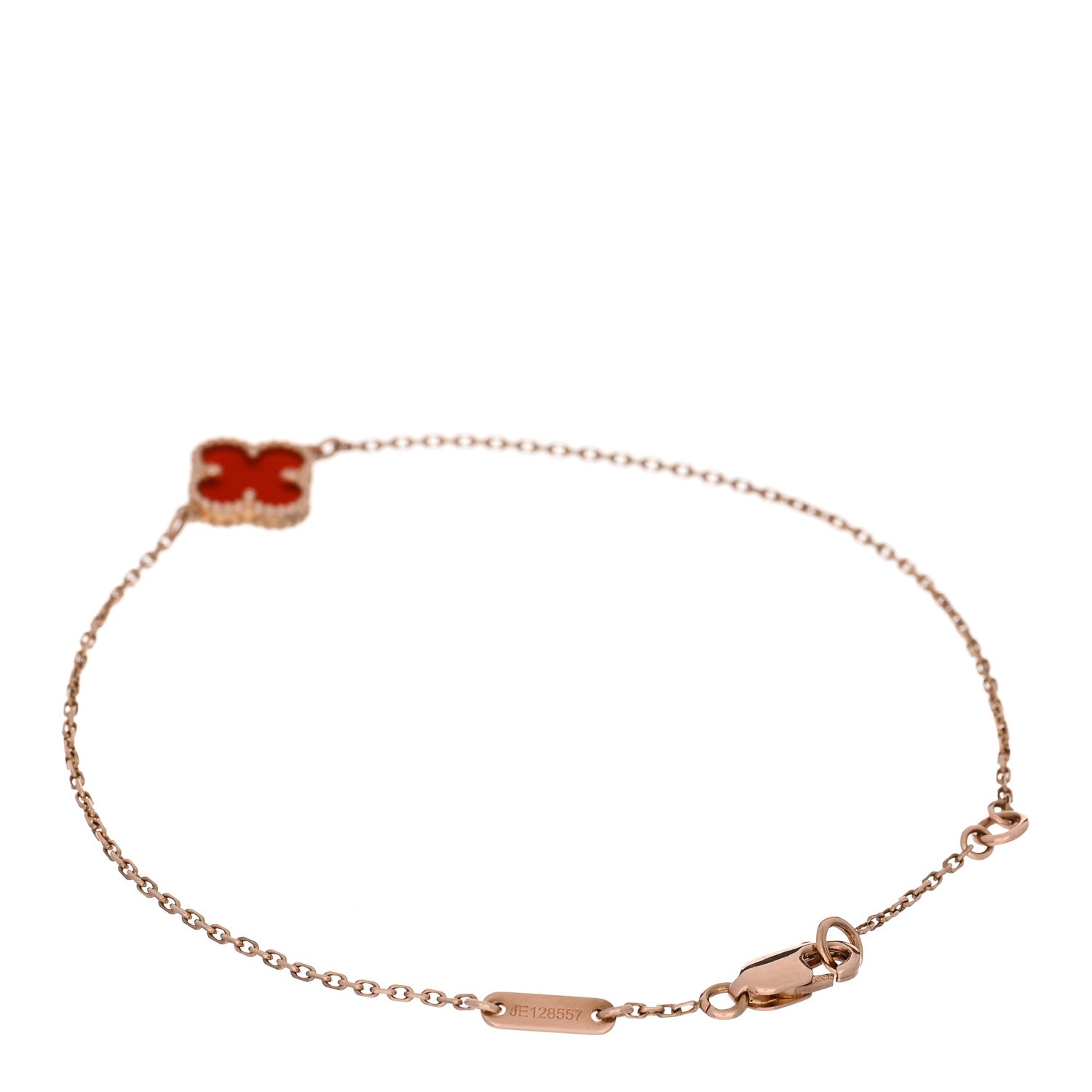 Van Cleef & Arpels 18K Rose Gold Carnelian Sweet Alhambra Bracelet 2 of 5