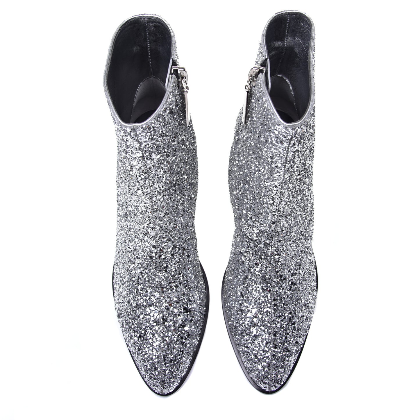 Glitter Calfskin West 45 Boots 36 Silver