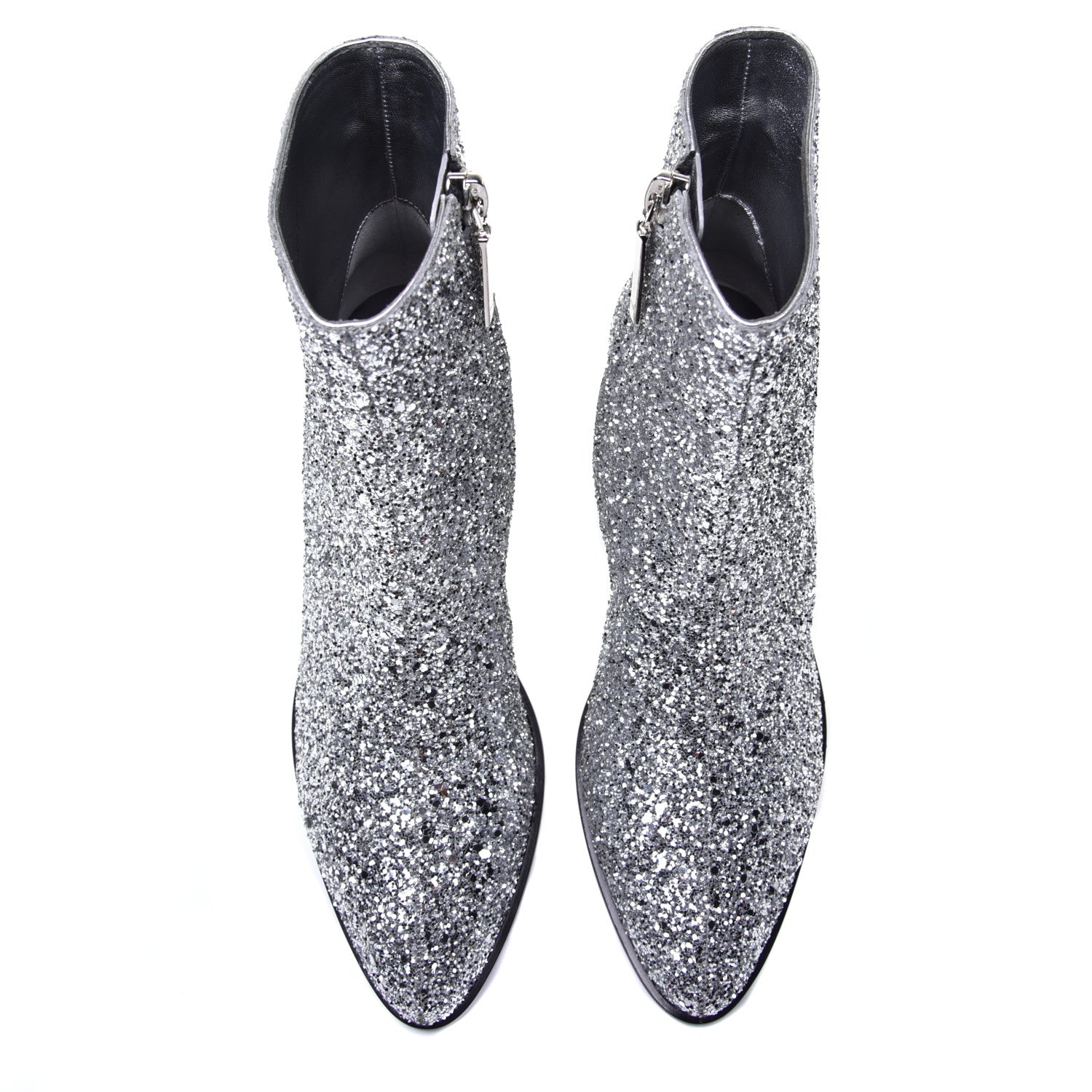 Saint Laurent Glitter Calfskin West 45 Boots 36 Silver 5 of 9
