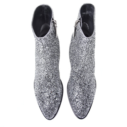 Saint Laurent Glitter Calfskin West 45 Boots 36 Silver 5 of 9