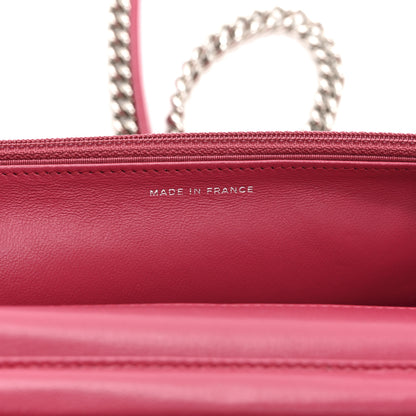 Chanel Lambskin Quilted Boy Wallet On Chain WOC Dark Fuchsia 7 of 11