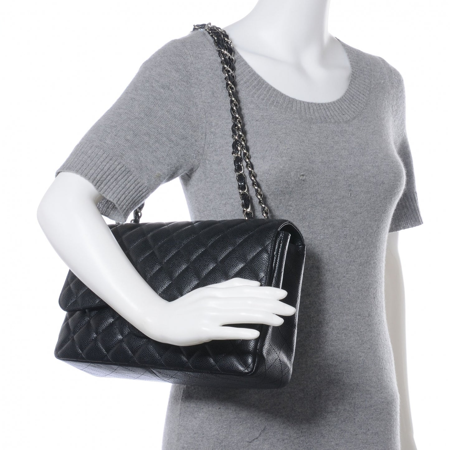 Caviar Jumbo Single Flap Black