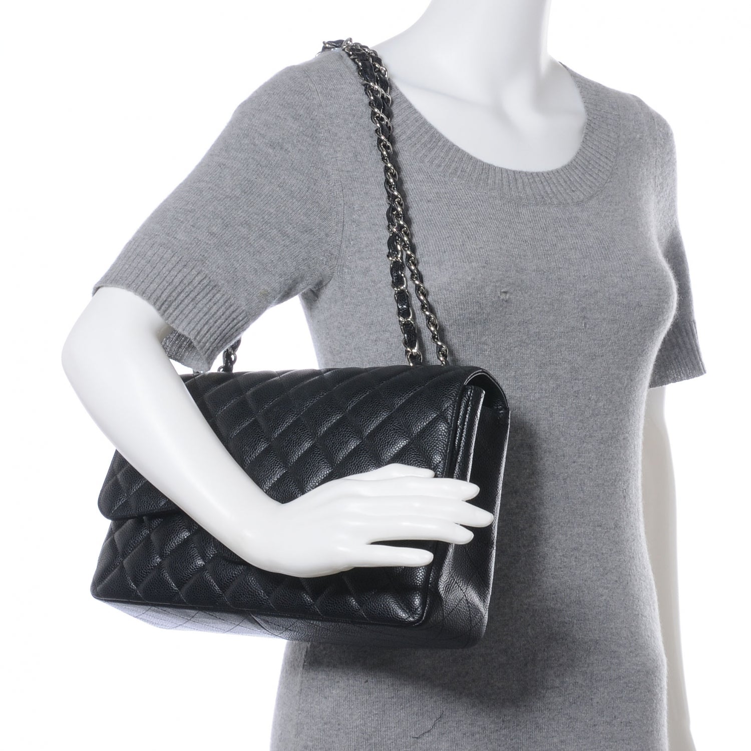 Chanel Caviar Jumbo Single Flap Black 2 of 9