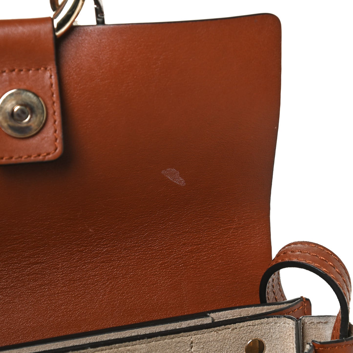 Suede Calfskin Small Faye Shoulder Bag Tobacco
