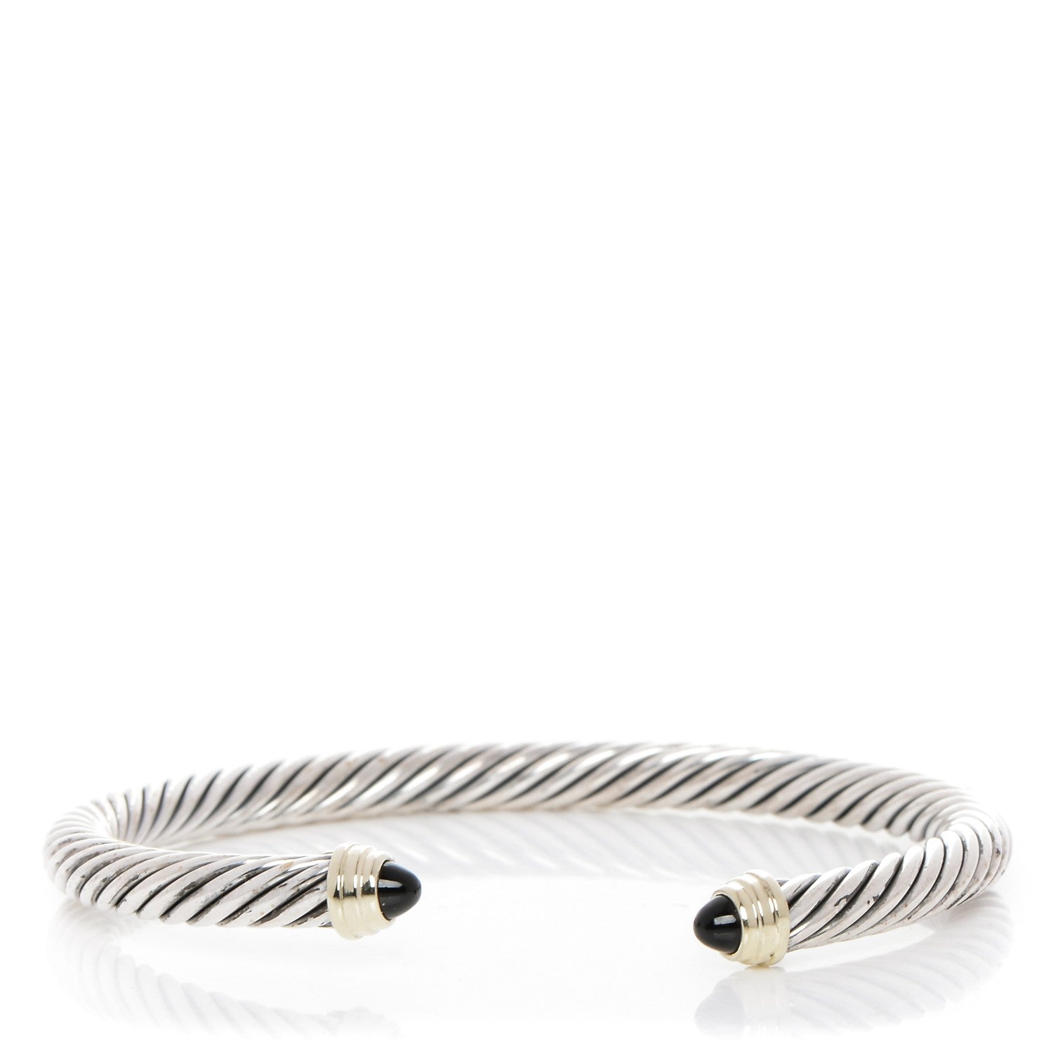 David Yurman Sterling Silver 14K Yellow Gold Black Onyx 5mm Cable Classics Petite Color Bracelet 1 of 4