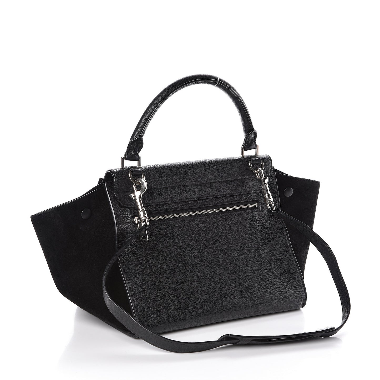 Drummed Calfskin Suede Small Trapeze Black