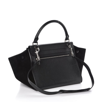 Celine Drummed Calfskin Suede Small Trapeze Black 3 of 9
