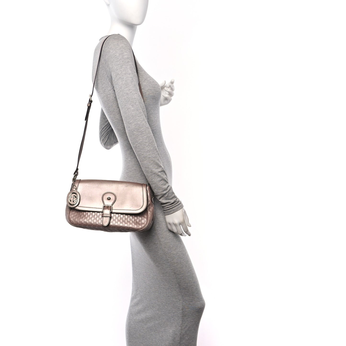Guccissima Techno Horsebit Large Shoulder Flap Bag  Pink