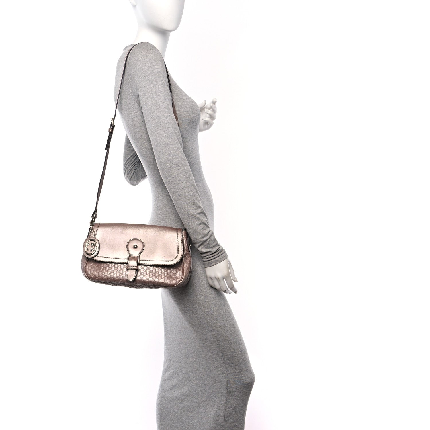 Gucci Guccissima Techno Horsebit Large Shoulder Flap Bag  Pink 2 of 11