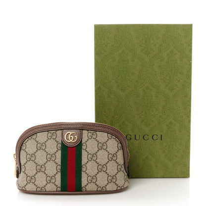 Gucci GG Supreme Monogram Textured Calfskin Web Medium Ophidia Cosmetic Case Beige Ebony New Acero 9 of 9