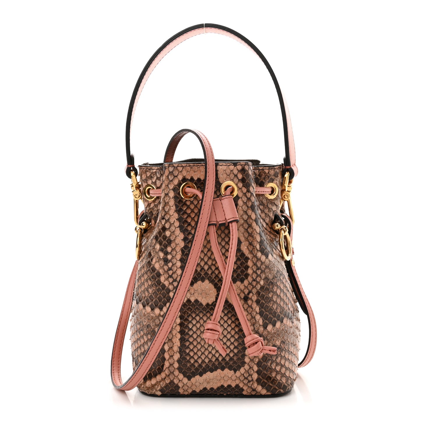 Snakeskin F is Fendi Mini Mon Tresor Bucket Bag Macaron