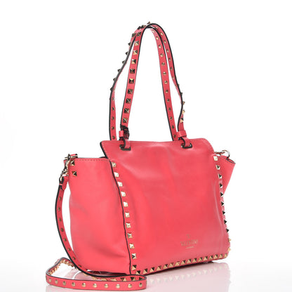 Valentino Garavani Vitello Small Rockstud Tote Raspberry 4 of 8
