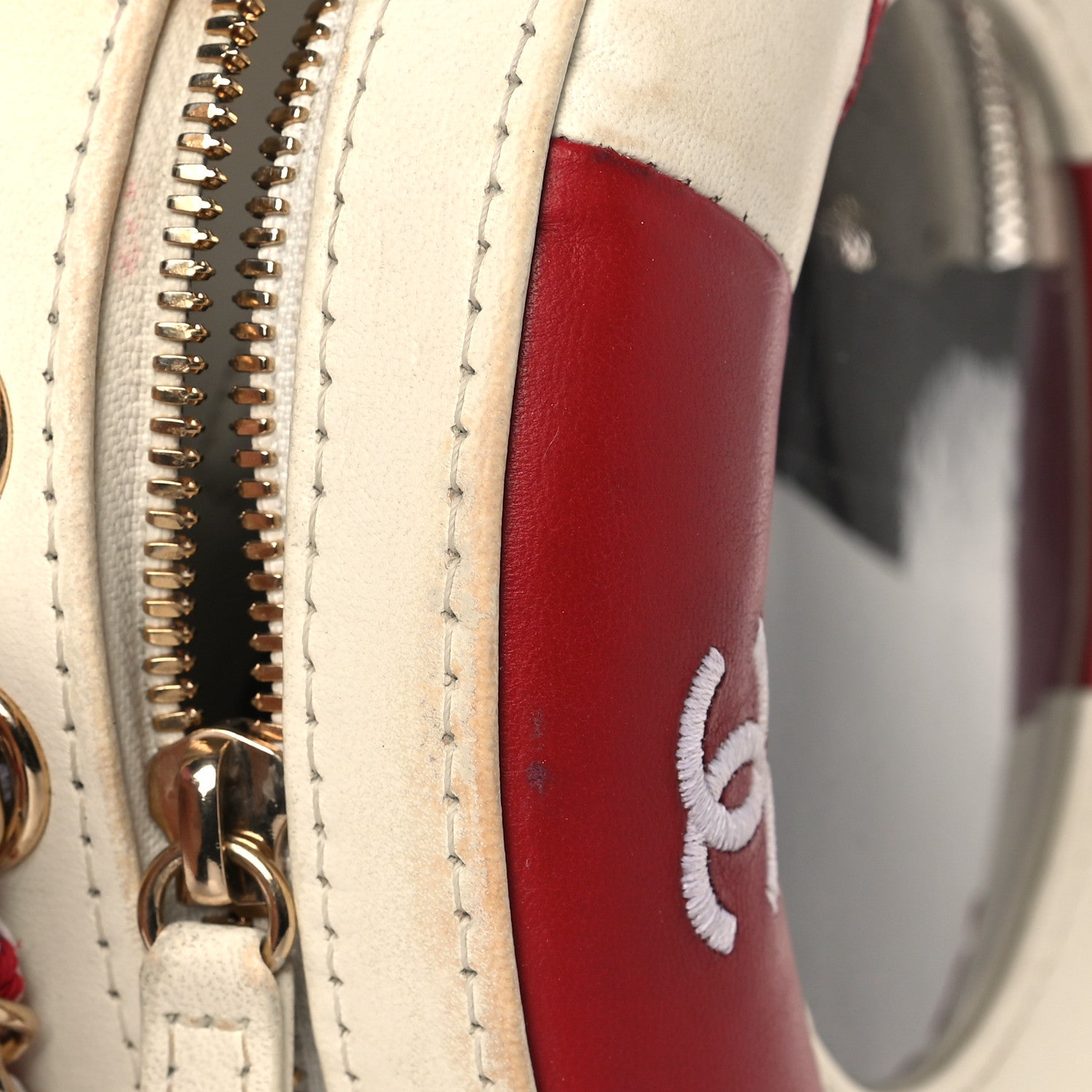 Chanel Lambskin Coco Lifesaver Round Bag Red White 12 of 13