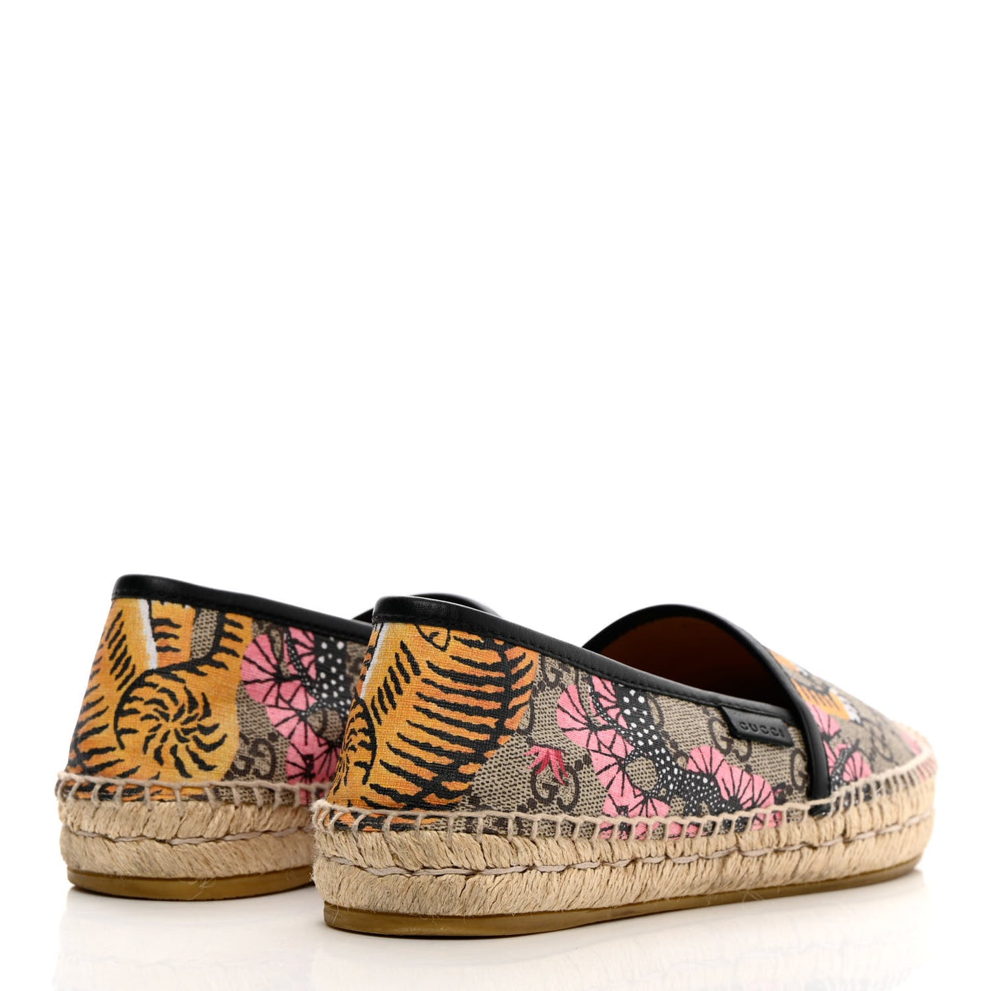 GG Supreme Monogram Bengal Espadrilles 36.5 Beige Crop Pink