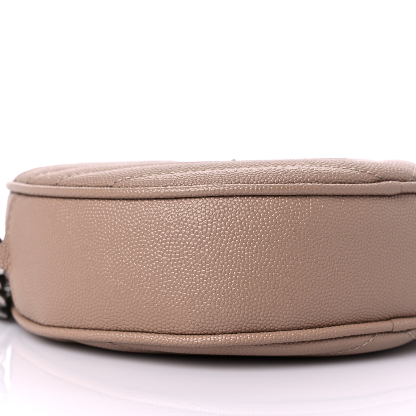 Grain De Poudre Matelasse Chevron Quilted Round Vinyle Camera Bag Gold Sand