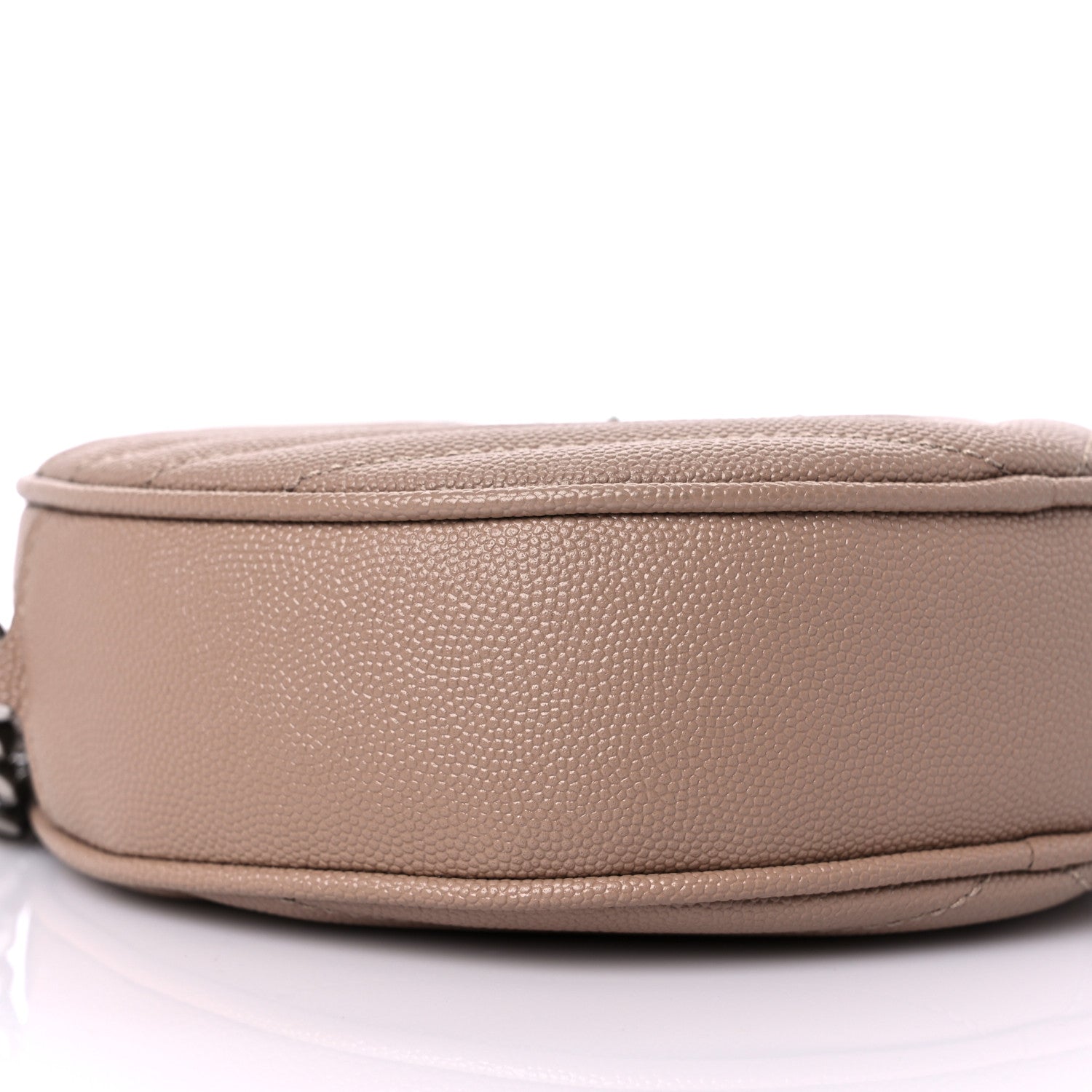 Saint Laurent Grain De Poudre Matelasse Chevron Quilted Round Vinyle Camera Bag Gold Sand 6 of 7