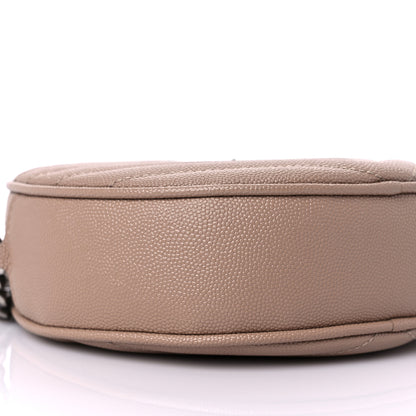Saint Laurent Grain De Poudre Matelasse Chevron Quilted Round Vinyle Camera Bag Gold Sand 6 of 7